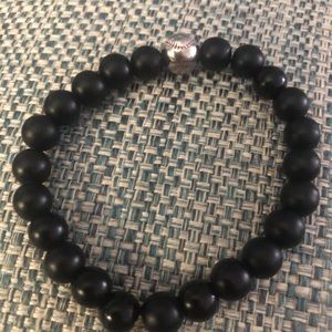 Mens black beaded baseball bracelet